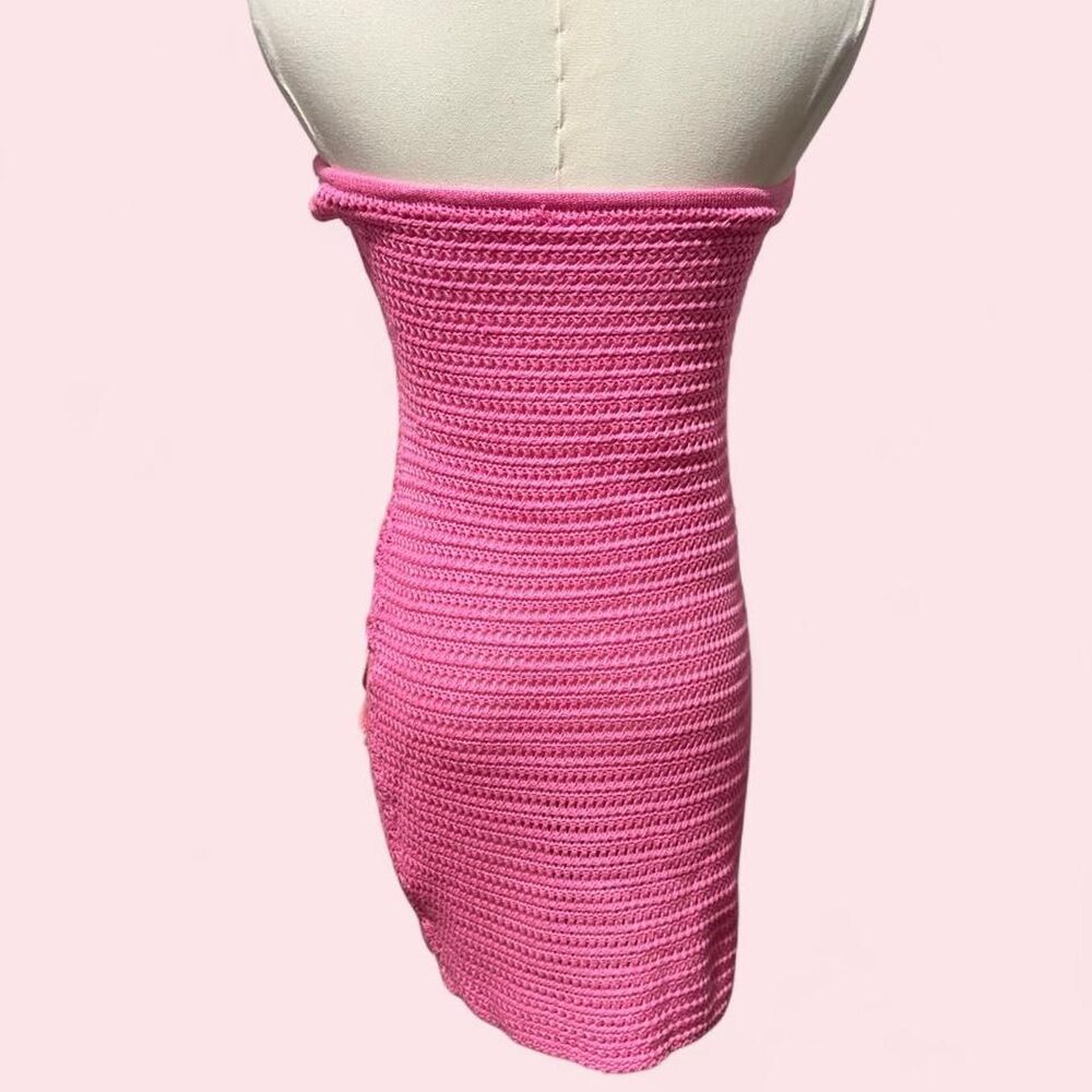 Pink Crochet Floral Strapless Mini Dress - Picture 3 of 4